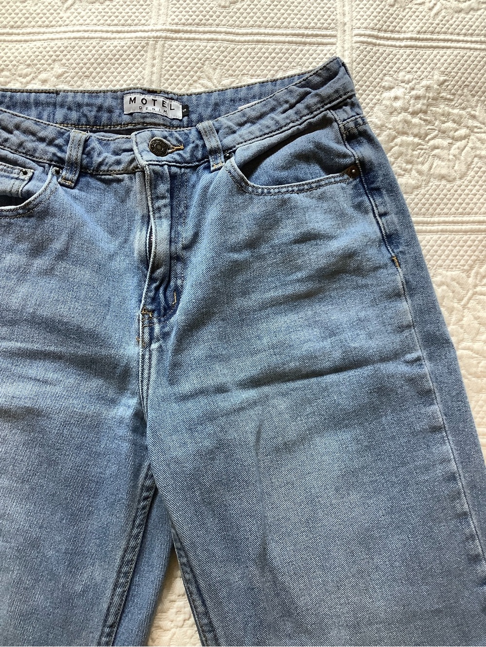 Motel Rocks Light Blue Straight Leg Jeans - Picture 4 of 13